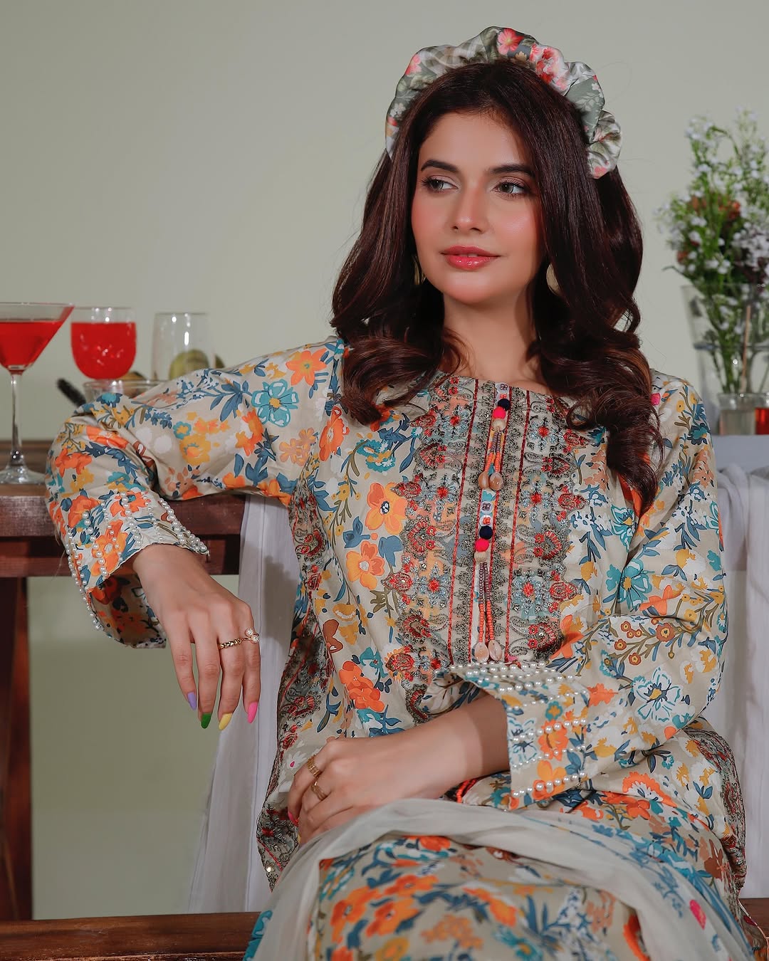 3PC Embroidered Kurta Set & Printed Monar Dupatta - KO16