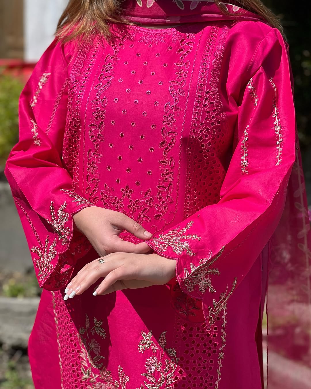 3PC Boring Embroidered Work With Monar Digital Dupatta - KO17