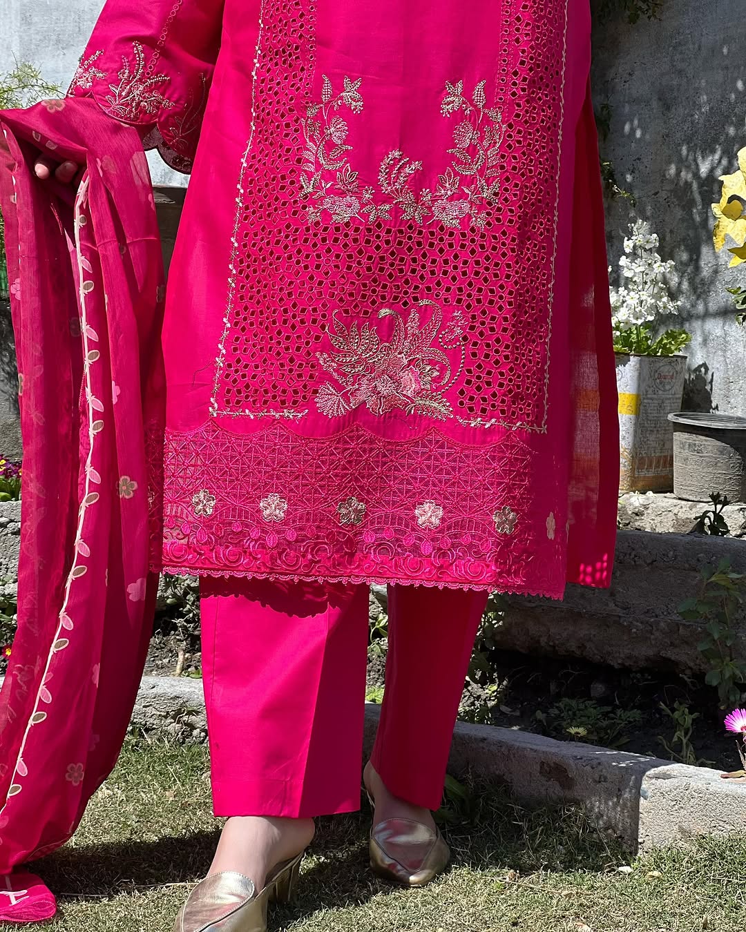 3PC Boring Embroidered Work With Monar Digital Dupatta - KO17