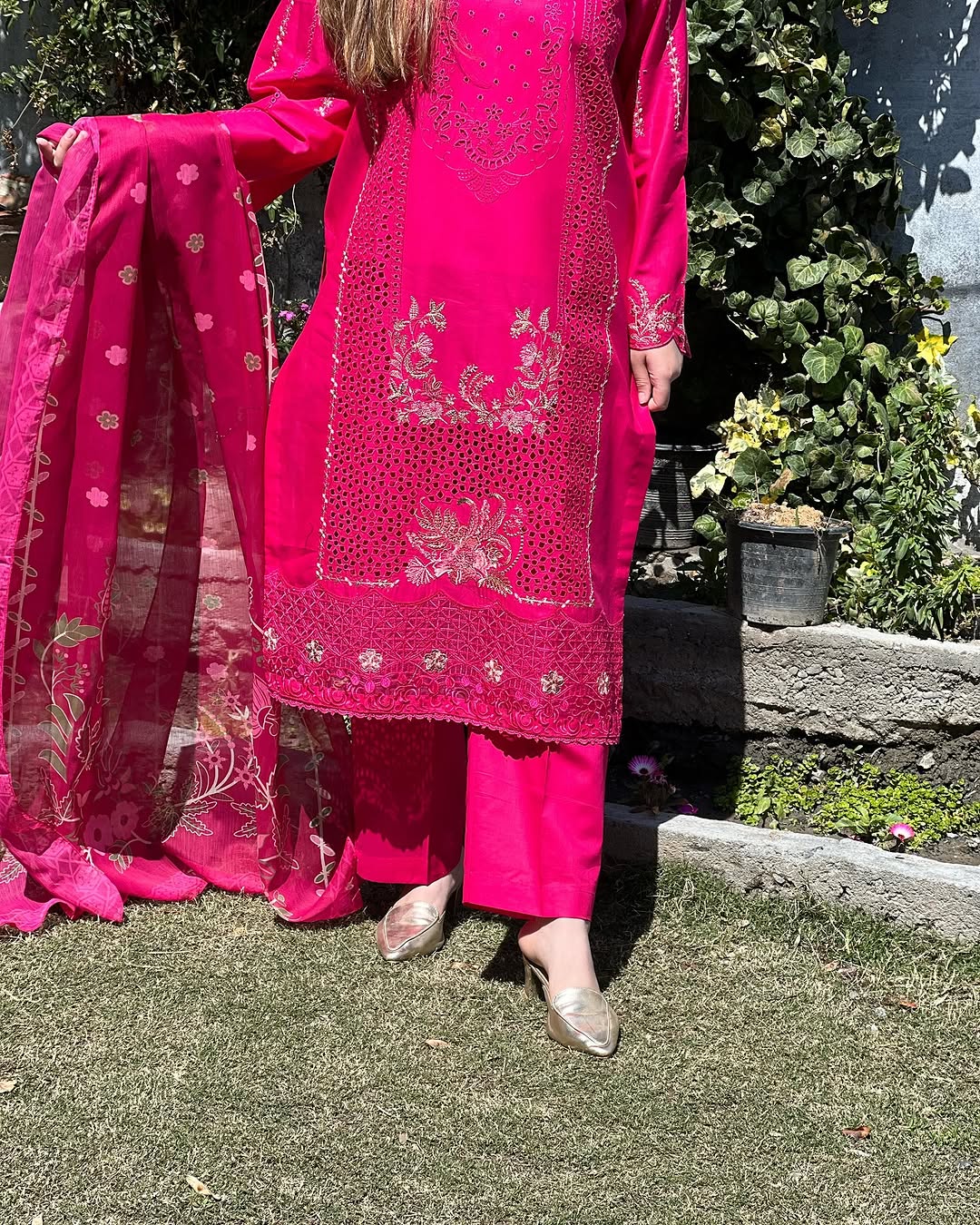3PC Boring Embroidered Work With Monar Digital Dupatta - KO17