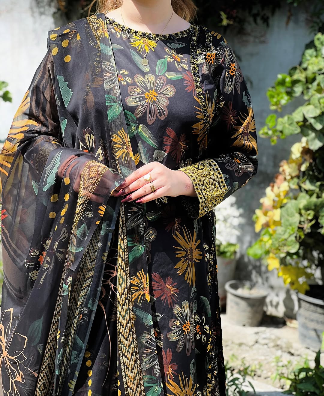 3PC Embroidered Kurta Set & Printed Monar Dupatta - KO14