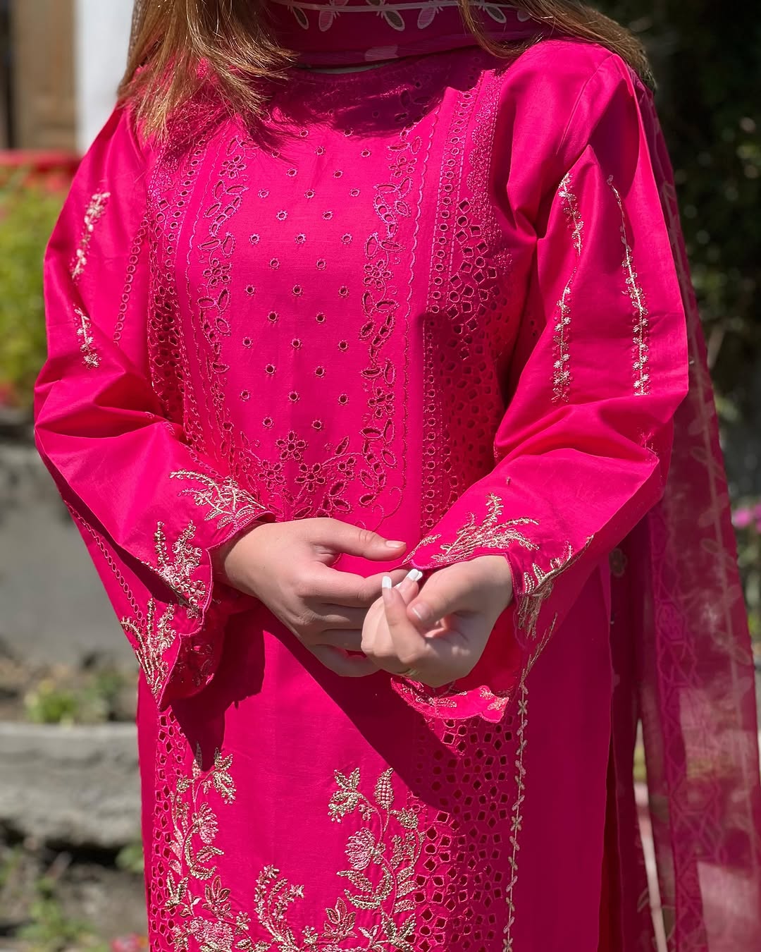 3PC Boring Embroidered Work With Monar Digital Dupatta - KO17