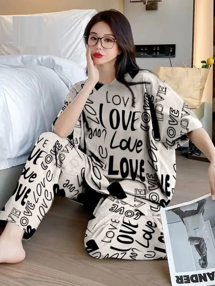 Skin All Over Love Heart Printed The Ultimate Dream Wear Sleep Suit - KO28